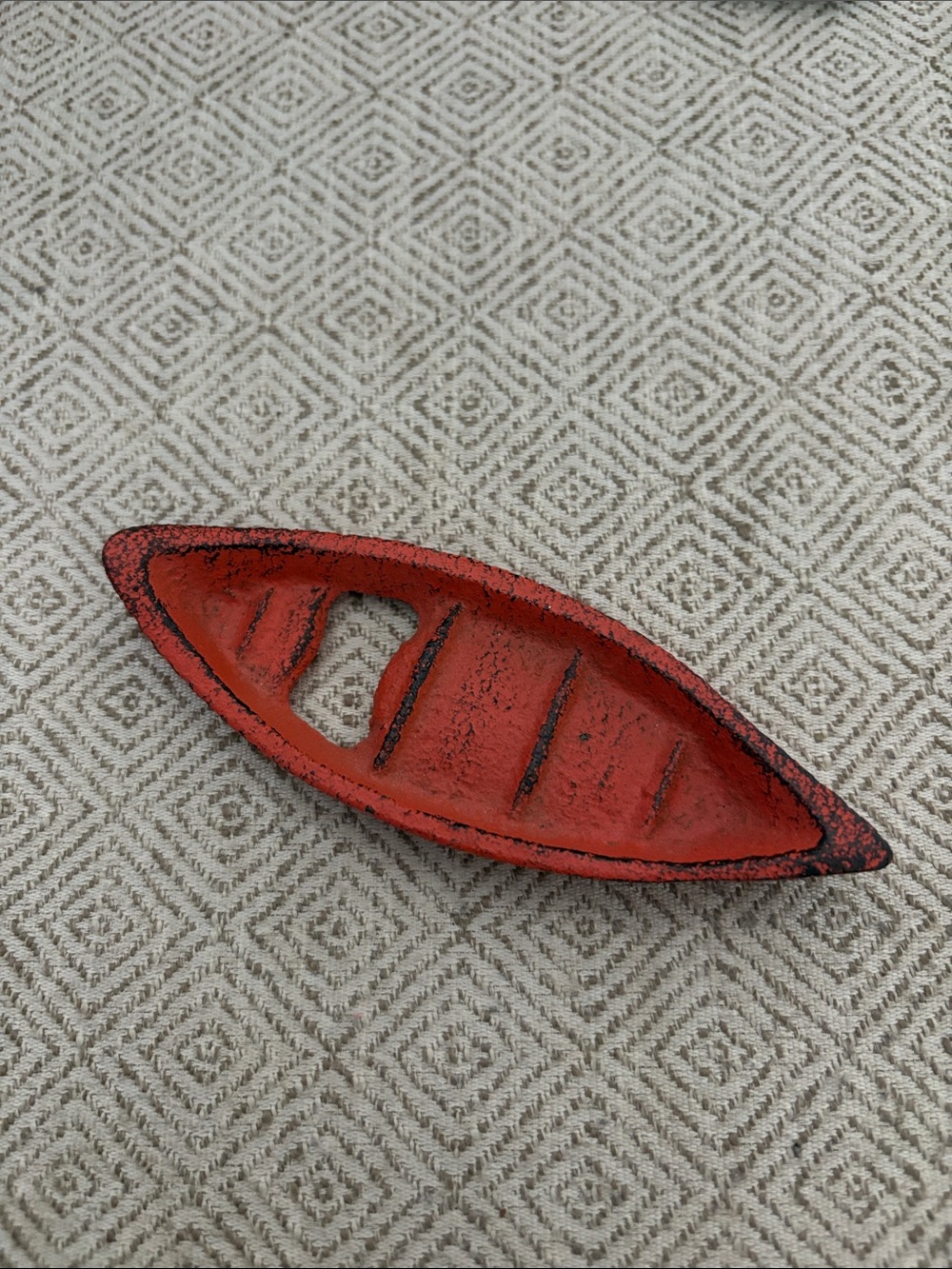 Cast Iron Red Canoe Decorative Dish